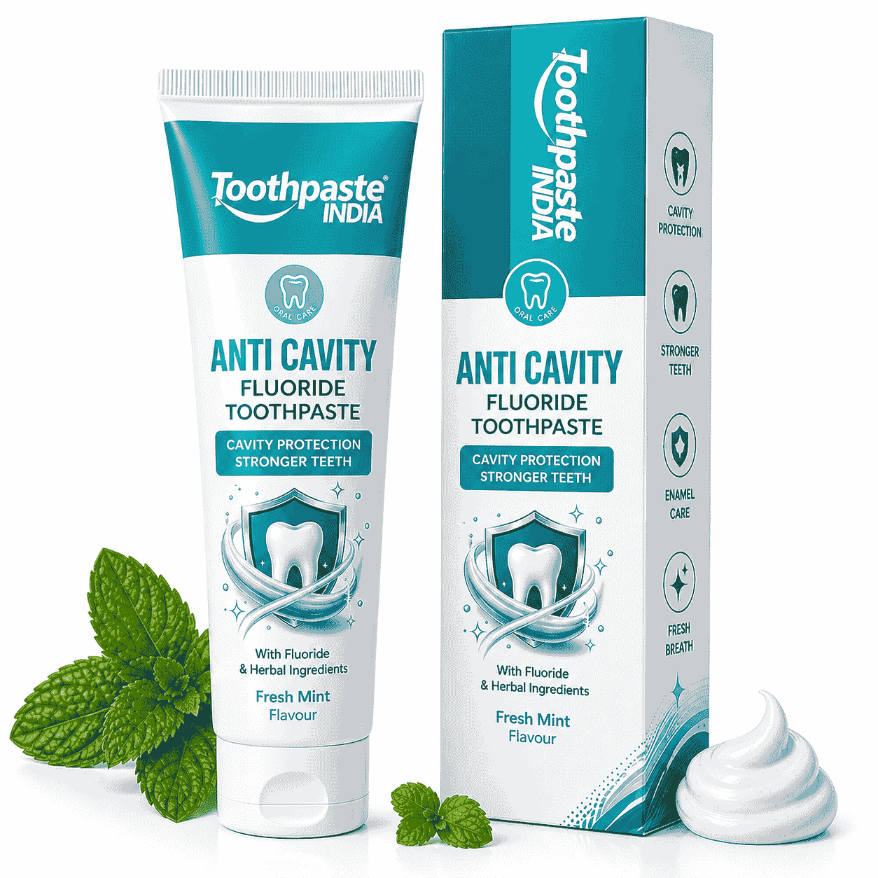 Anti cavity fluoride toothpaste for cavity protection and enamel strengthening with daily oral care formula