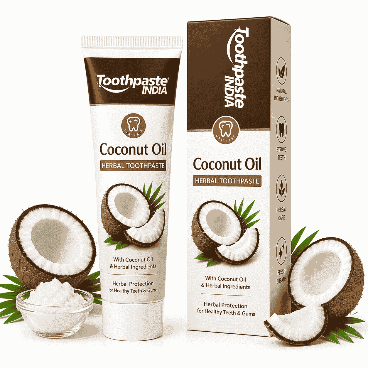 Coconut oil toothpaste manufacturer in India by Toothpaste India offering herbal toothpaste with private label and bulk production