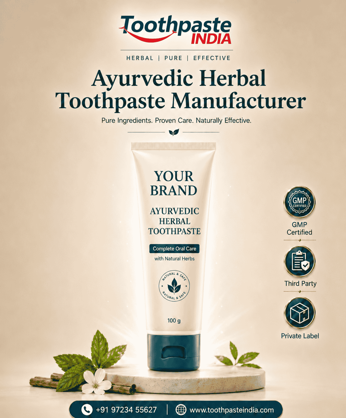 Ayurvedic herbal toothpaste manufacturer offering ayurvedic herbal toothpaste fresh mint, ayurvedic natural toothpaste, third party, private label and white label manufacturing