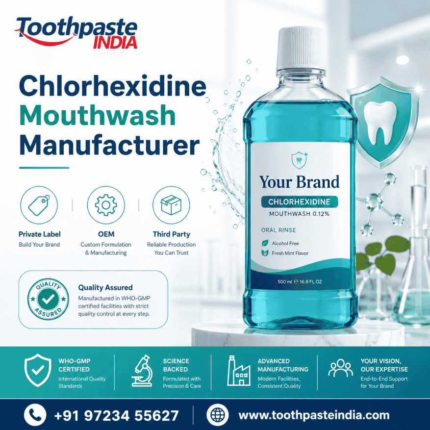 Chlorhexidine mouthwash manufacturer offering private label, OEM, and third party oral rinse manufacturing solutions