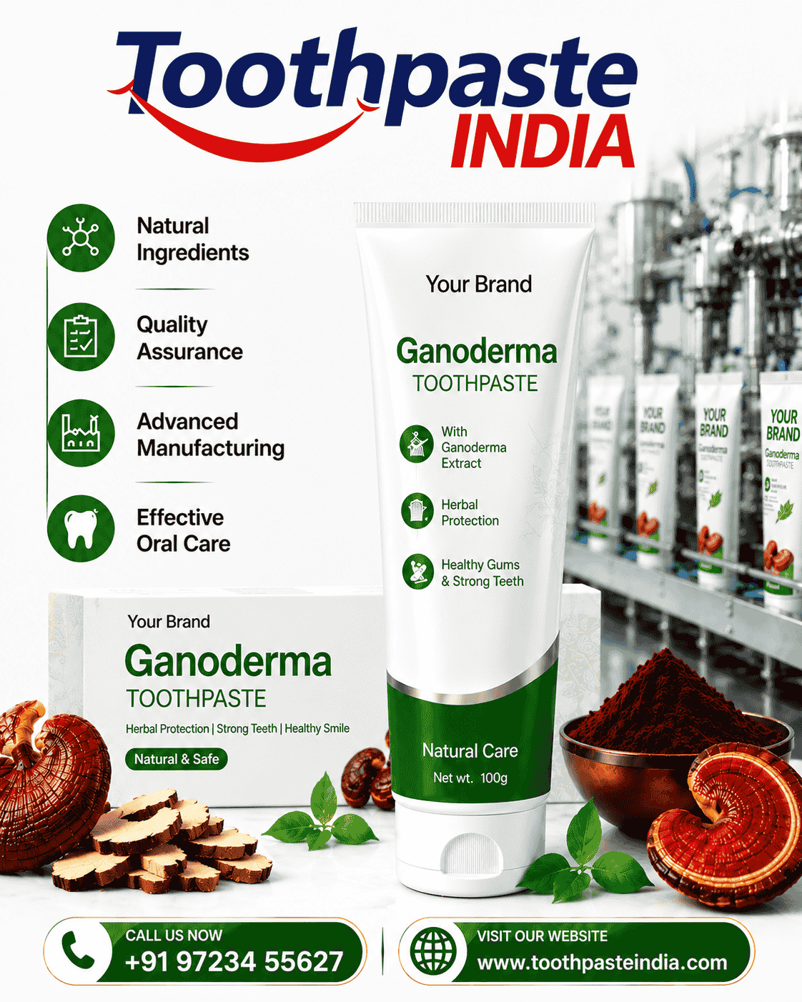 Ganoderma Toothpaste Manufacturer private label herbal toothpaste by Toothpaste India