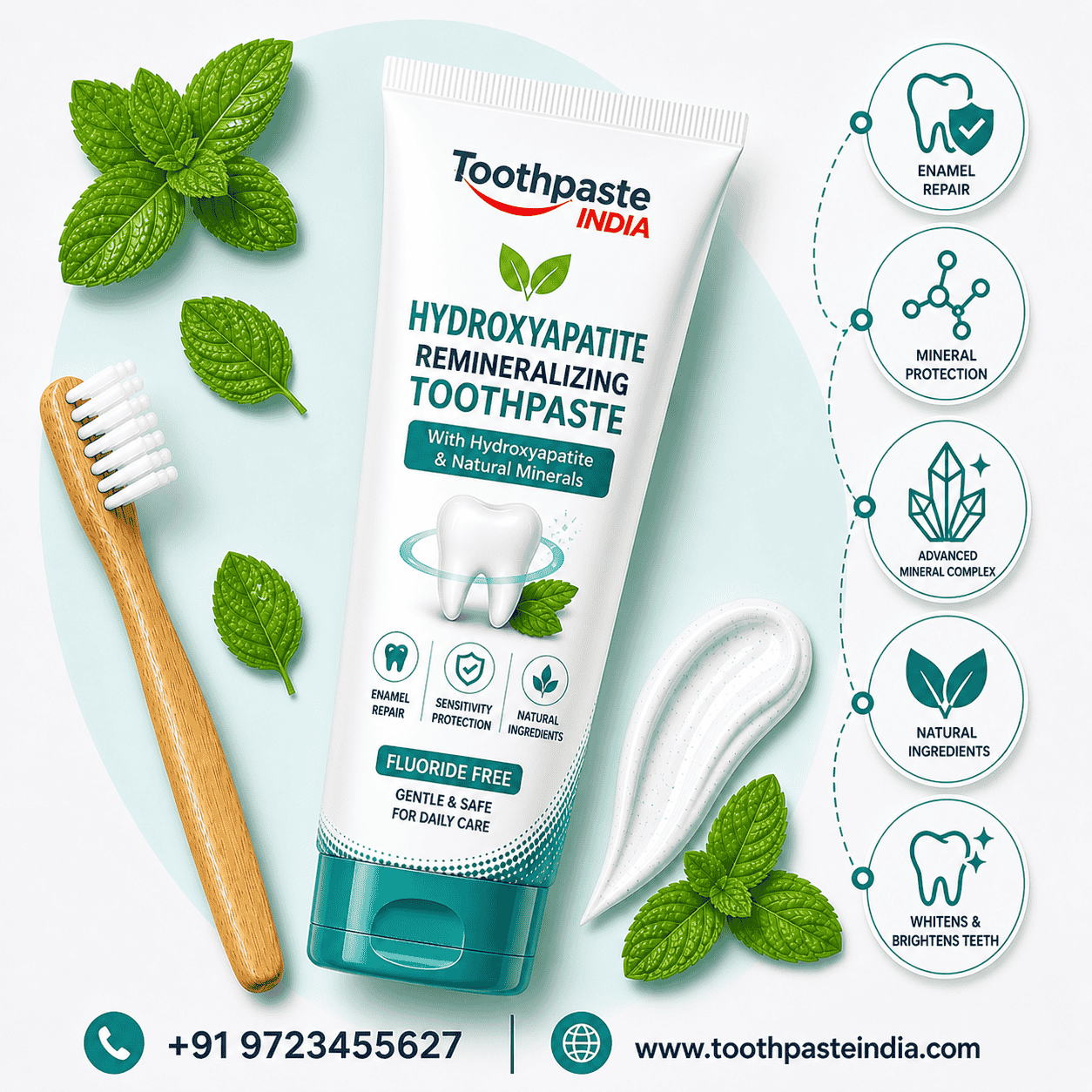 hydroxyapatite remineralizing toothpaste manufacturer India with nano hydroxyapatite enamel repair toothpaste and natural ingredients