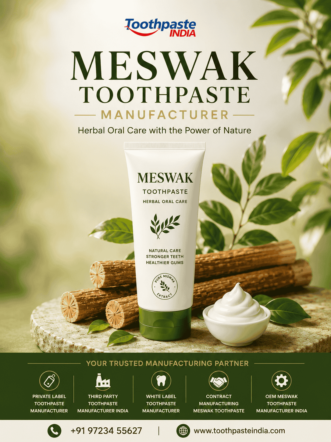 Meswak toothpaste Manufacturer and toothpaste OEM manufacturer providing private label toothpaste supply and export solutions