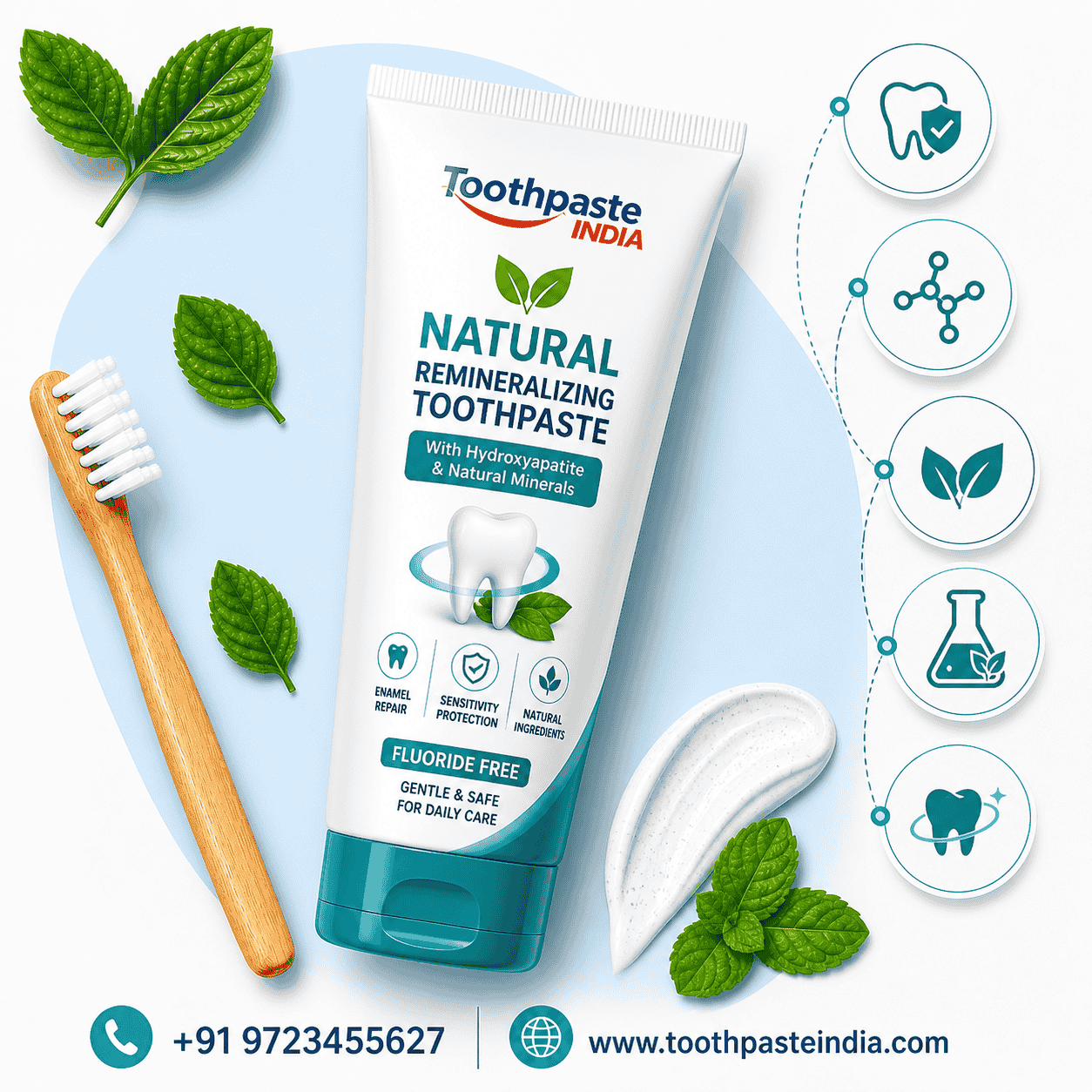 natural remineralizing toothpaste manufacturer India tube with hydroxyapatite and fluoride free enamel repair toothpaste
