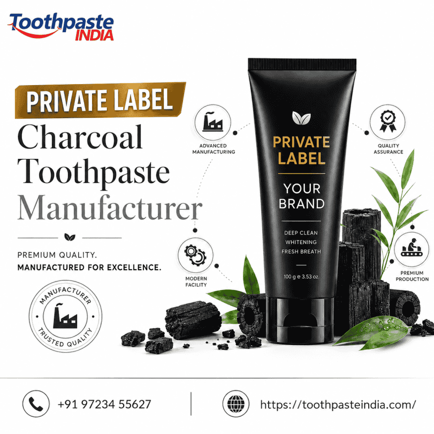 Private Label Charcoal toothpaste manufacturer & Factory by Toothpaste India