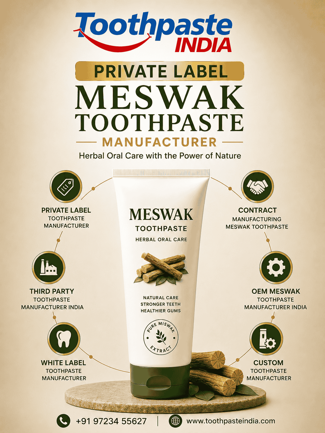 Private Label Meswak toothpaste Manufacturer and toothpaste OEM manufacturer providing white label toothpaste supply and export solutions