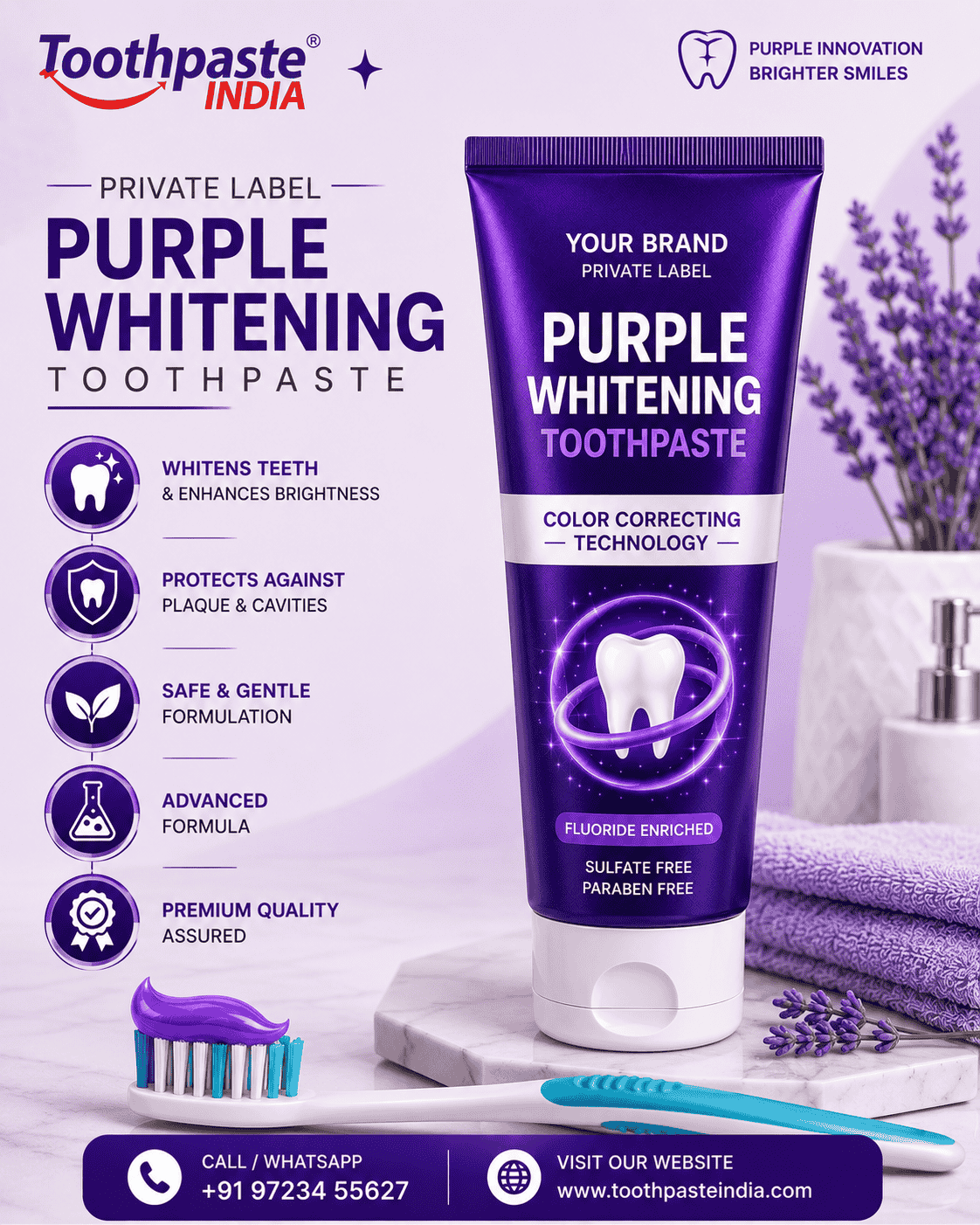 Private Label Purple Whitening Toothpaste Manufacturer