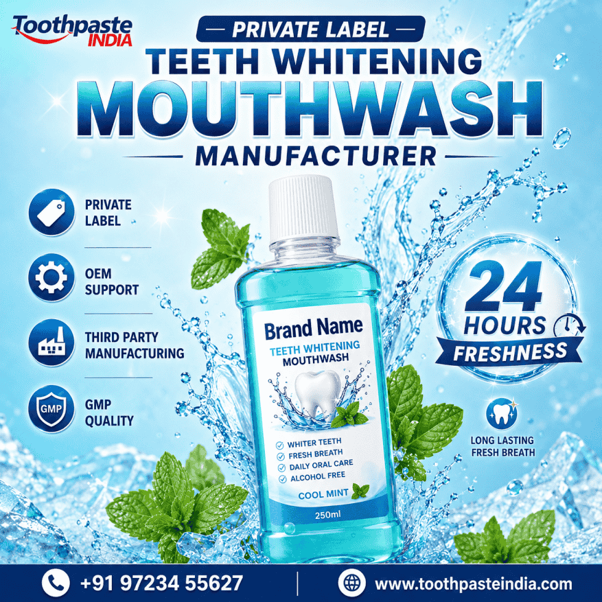 Private label teeth whitening mouthwash manufacturer offering whitening mouth rinse for mouthwash for yellow teeth and hydrogen peroxide for oral health