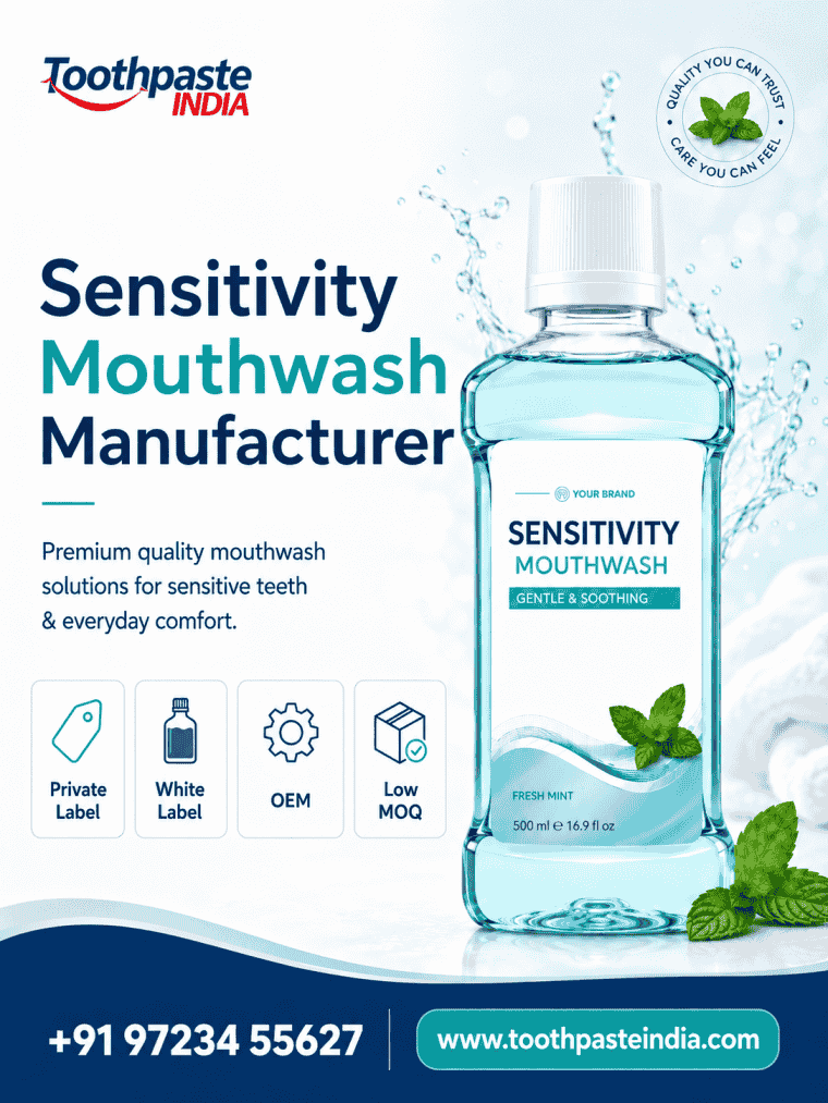 Sensitivity mouthwash manufacturer for private label sensitive oral care brands