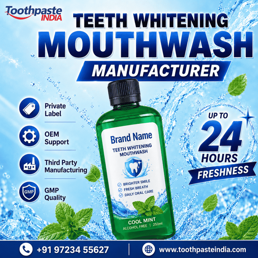 Teeth whitening mouthwash manufacturer offering private label whitening mouthwash and whitening mouth rinse solutions