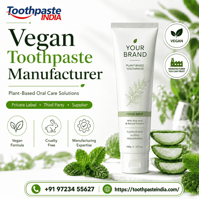 Vegan Toothpaste Manufacturer Offering Private Label & White Label Solutions Vegan toothpaste manufacturer and cruelty free toothpaste manufacturer for private label oral care toothpaste manufacturing