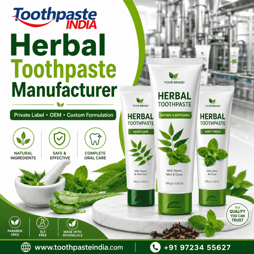 Private label herbal toothpaste tubes from herbal toothpaste manufacturer