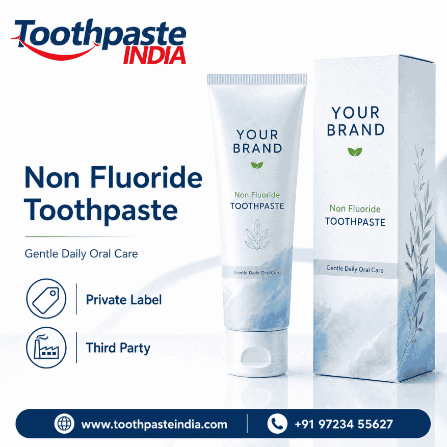 Non fluoride toothpaste manufacturer offering private label and third party toothpaste manufacturing by Toothpaste India.