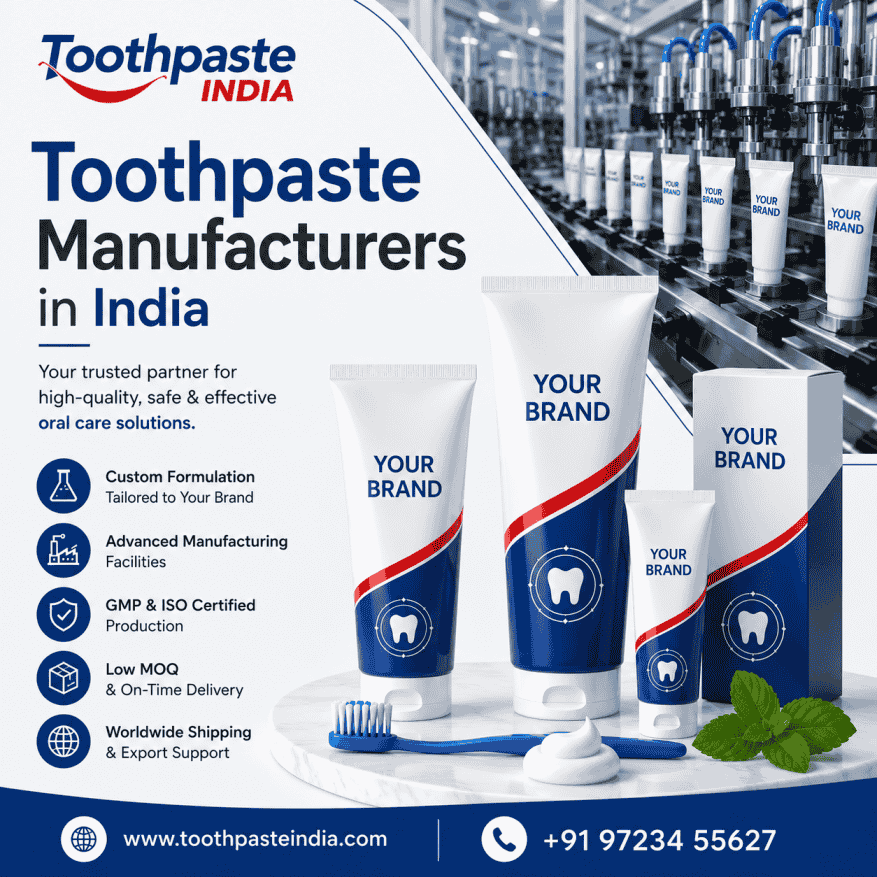 Toothpaste manufacturers in India Toothpaste manufacturers in India providing private label toothpaste, custom formulation, packaging, low MOQ and bulk manufacturing services.