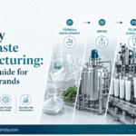 Turnkey toothpaste manufacturing image showing formula development, mixing, filling, sealing, packaging and branding for oral care brands