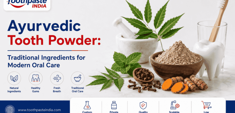 Ayurvedic tooth powder with traditional herbal ingredients for modern oral care