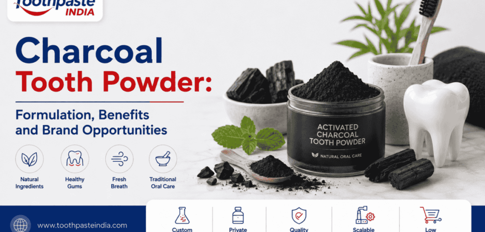 Charcoal tooth powder with activated charcoal for oral care and private label manufacturing